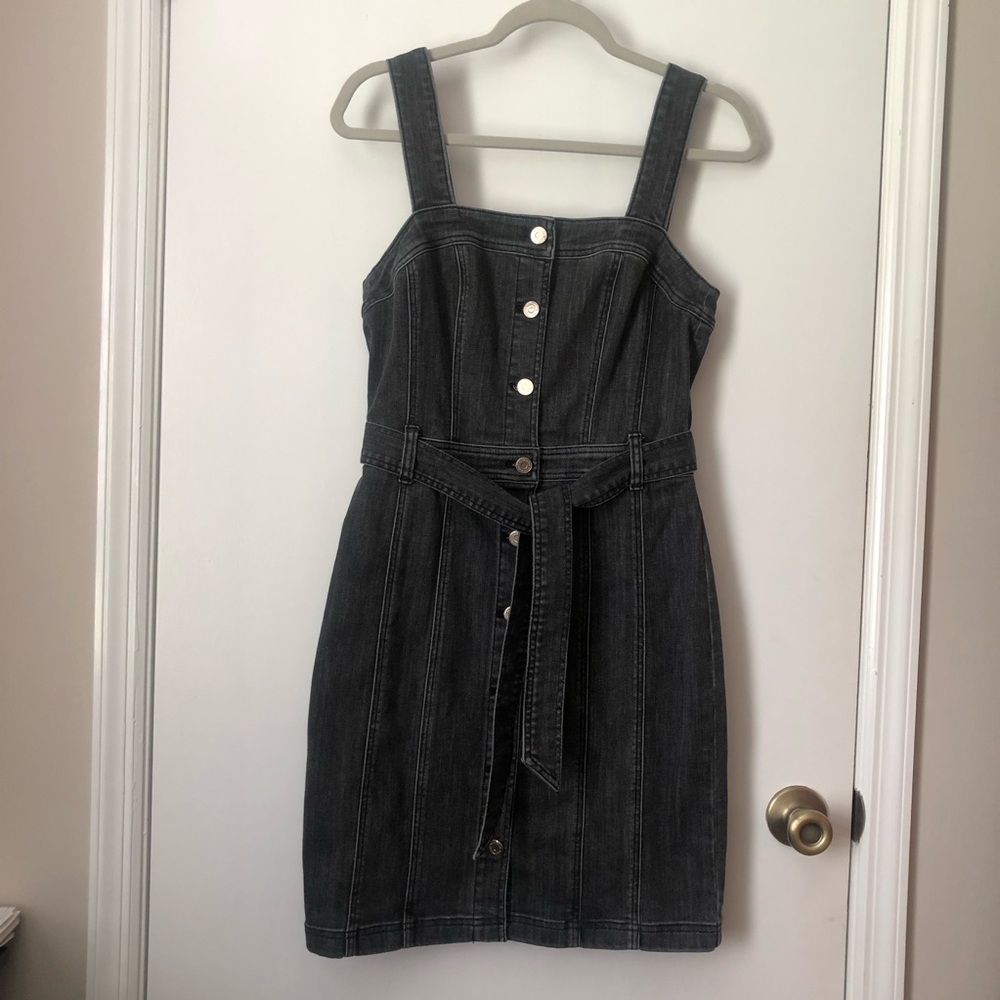 White House Black Market Gray Jean Denim Button Down Sleeveless Dress Size 6